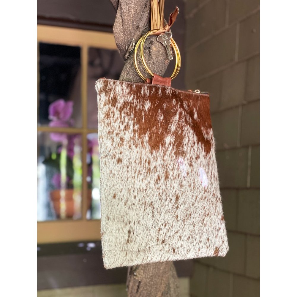 Oliveve horsehair Laine brass ring clutch handbag bag